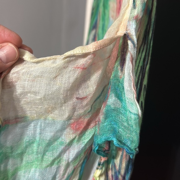 Chico’s Linen Watercolor Poncho Size: S/M - Picture 4 of 6